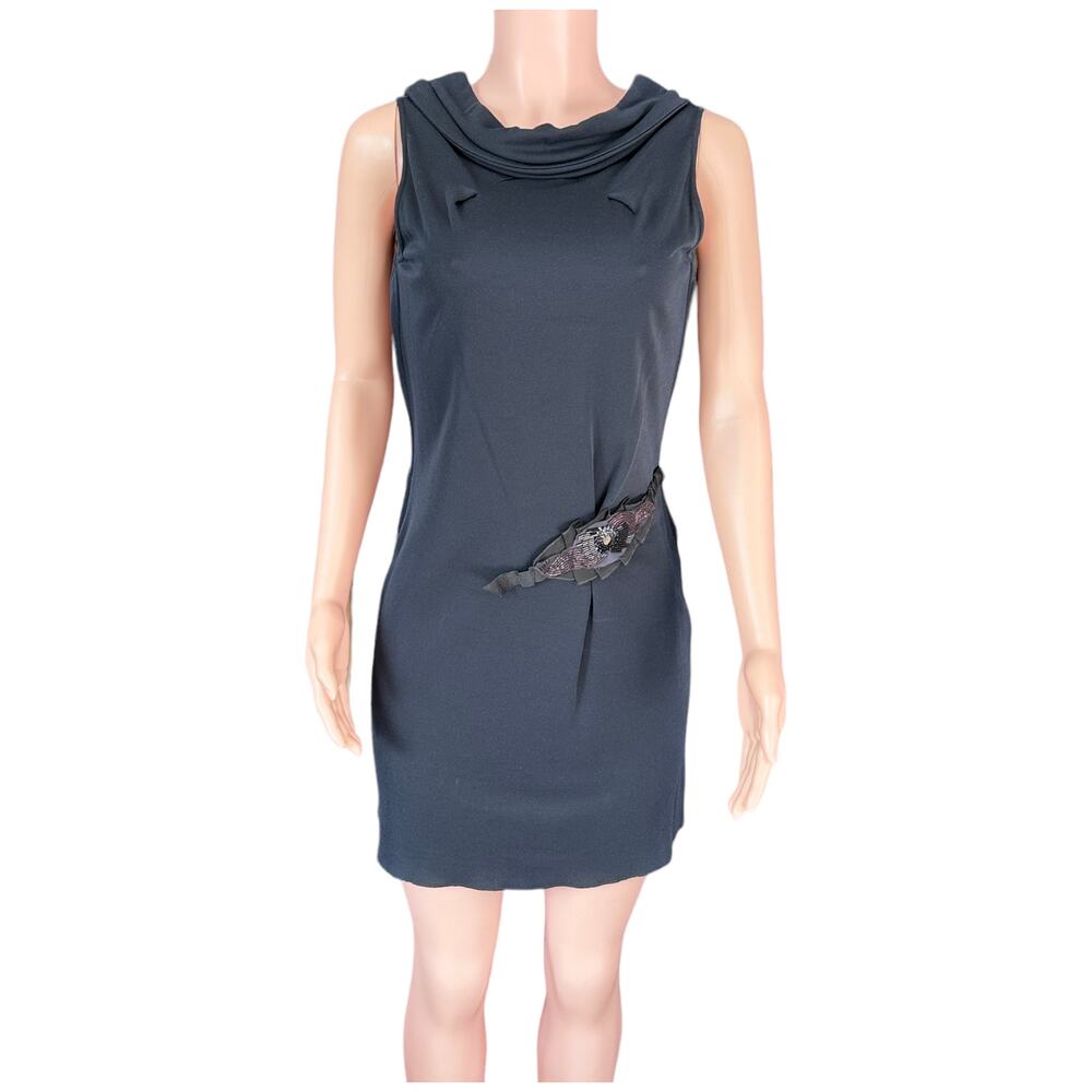 Dorothee Schumacher Classy Embellished Black Dress w/ Keyhole Back Size Small